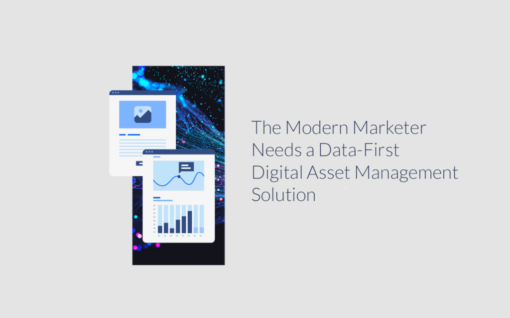 Dashboard icons promoting whitepaper The Modern Marketer Needs a Data-First Digital Asset Management Solution